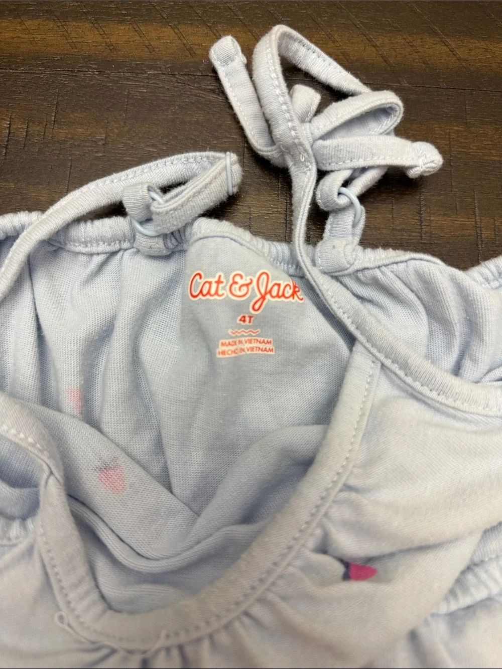 Cat & Jack Light Blue Romper with Pink Strawberry Motif